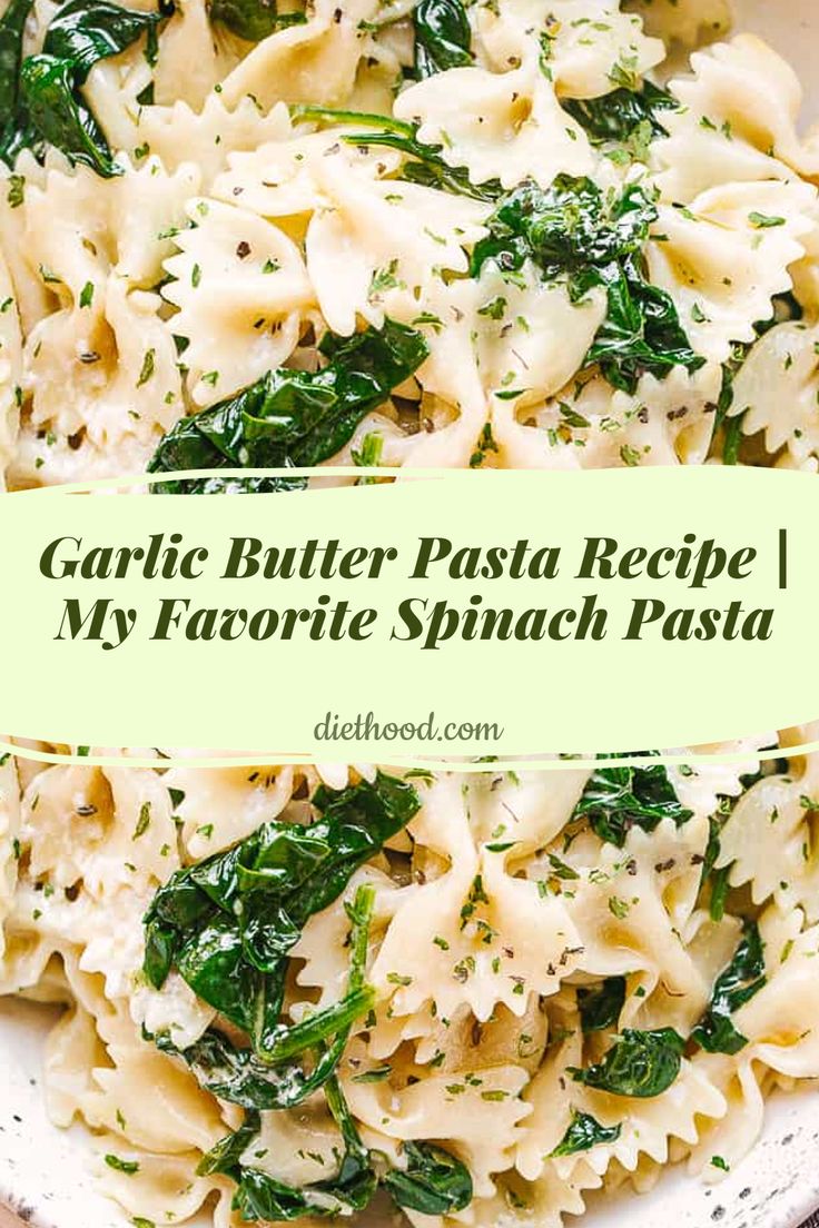 image Recipe: This Garlic-Butter Spinach and Pasta recipe is seriously good. Fresh spinach and bow tie pasta tossed in a delicious and warm garlic-butter sauce. Garlic Butter Pasta, Bow Tie Pasta, Butter Pasta, Kitchen Magic, Garlic Butter Sauce, Bowtie Pasta, Fresh Spinach, Spinach Pasta, Butter Sauce