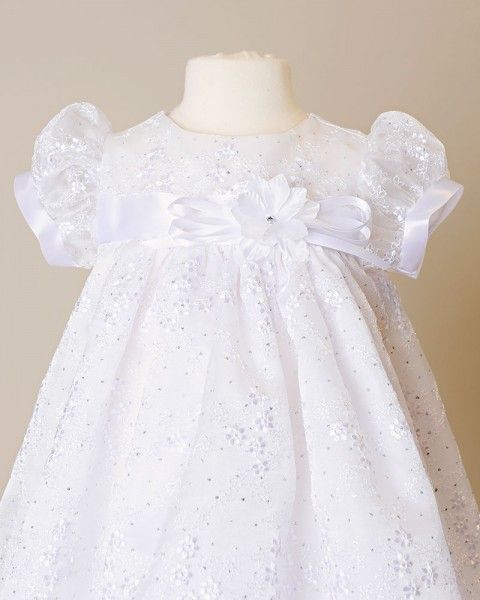 Jada White Christening Gown Spring Princess Style Baptism Dress In Organza, White Gown With Fitted Bodice For Dress-up, White Gown With Fitted Bodice For Dress-up Occasions, Spring Princess Baptism Dress In Organza, White Organza Gown For Party, White Organza Party Gown, White Organza Baptism Dress For Spring, Princess Style Fitted Baptism Dress With Lace Bodice, Fitted Princess Baptism Dress With Lace Bodice