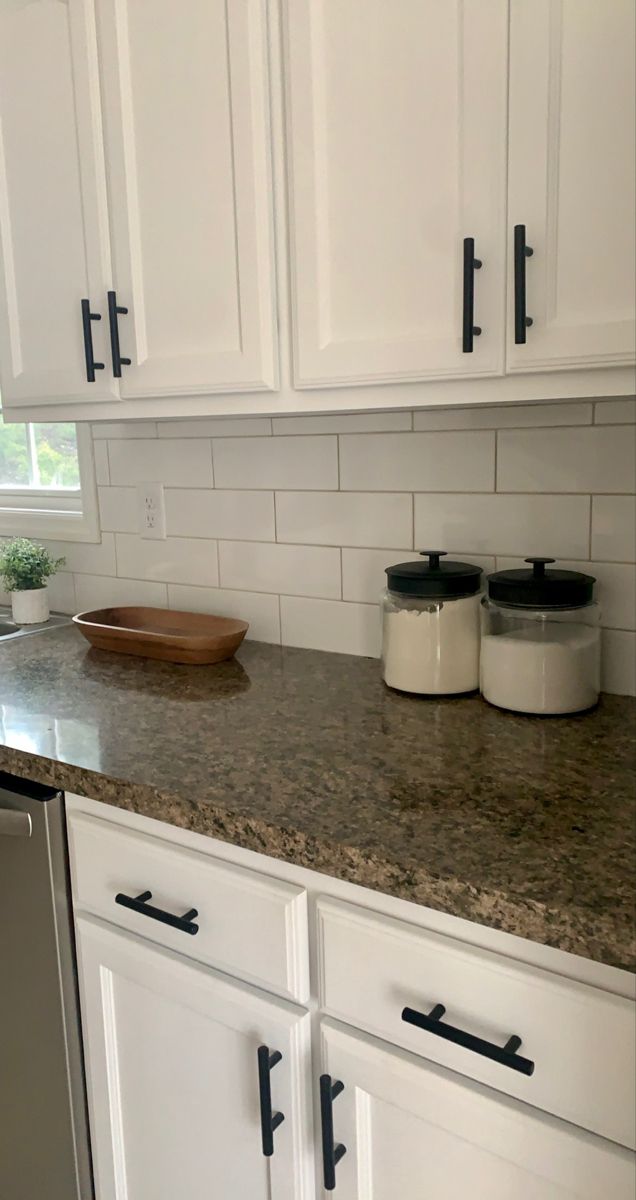 the kitchen counter is clean and ready for us to use