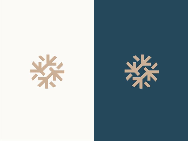 two different logos with snowflakes in the middle one is blue and white, the other has gold