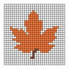 a cross stitch pattern with an orange maple leaf on the front and bottom half of it