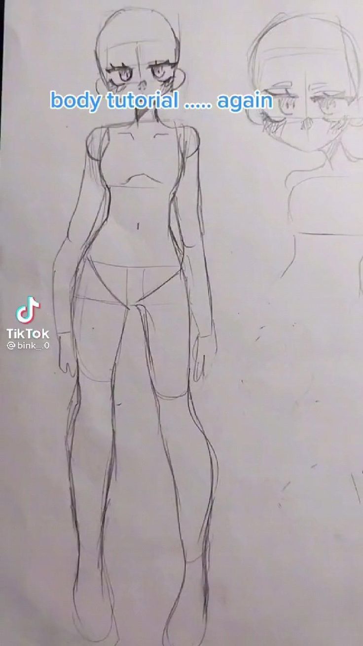 a drawing of a female body and head with the caption body tutorial again again