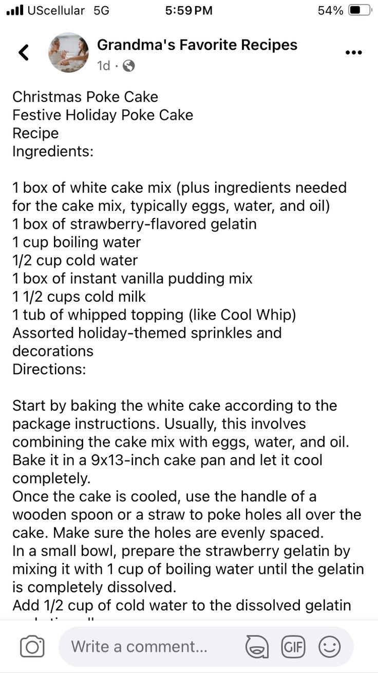 the recipe for grandma's favorite cakes on her iphone