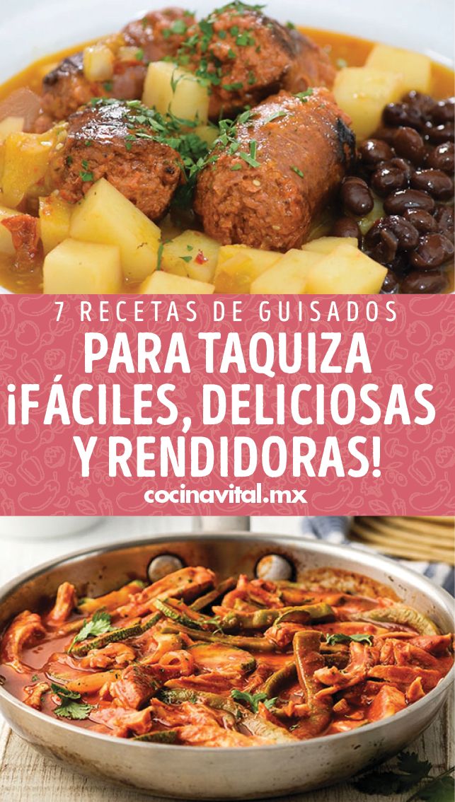 some food that is in a pan and on top of a table with the words 7 recetas de gusados para taquiza facillas, ifacles, delicioas y rendiras y rendidraas