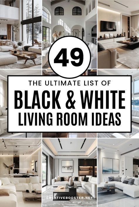 the ultimate list of black and white living room ideas