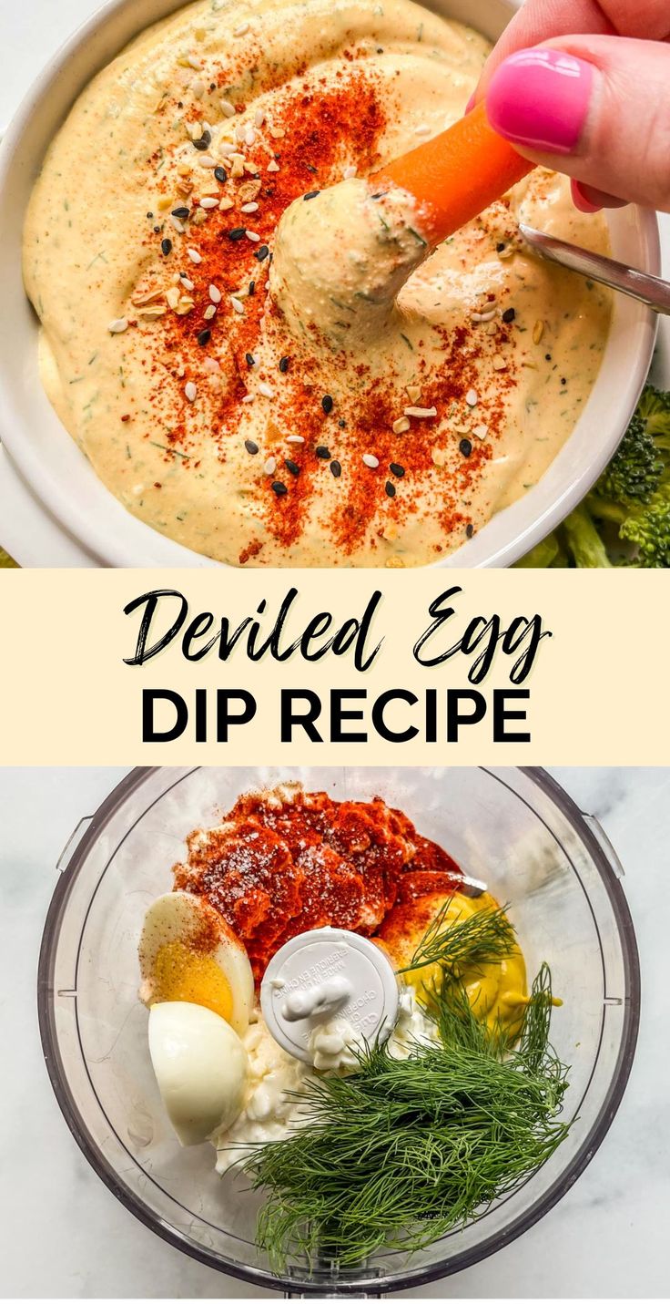 an image of deviled egg dip recipe