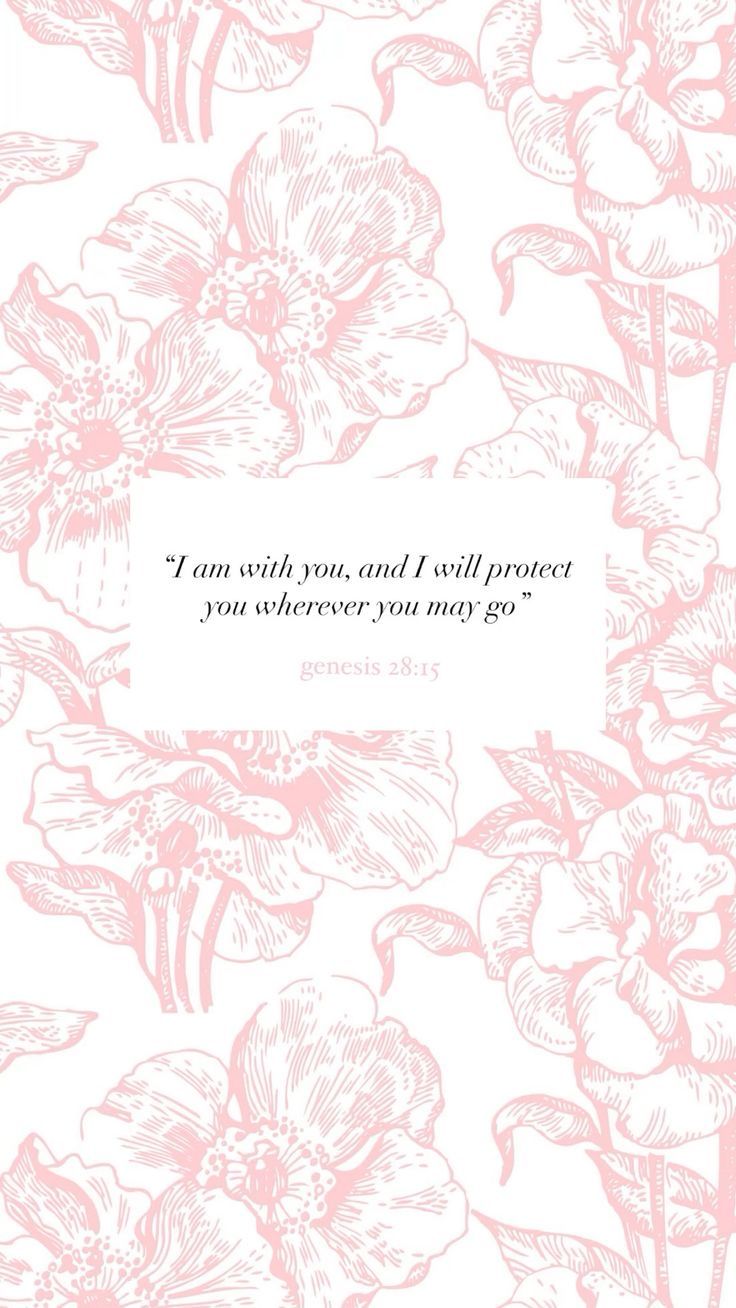 a pink and white floral pattern with the words i'm with you, and i will