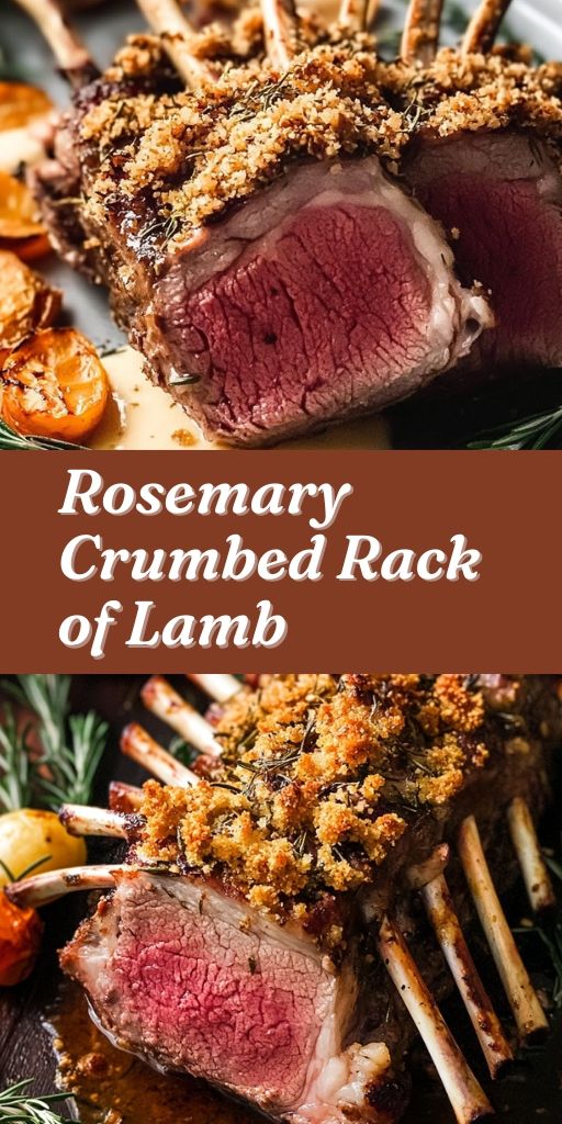 rosemary crumbed rack of lamb on a platter