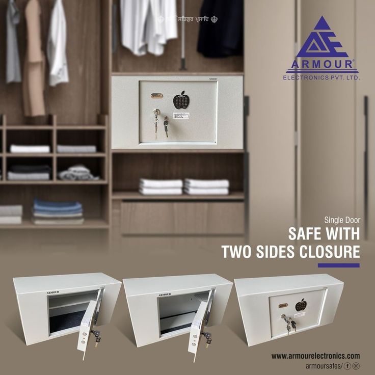 > Hinges from 12mm thick square bar.
> Interior carpet 🔲 at bottom.

#Customizesafe #safewithTwoSidesClosure #TwoSidesClosureSafe #Electronic🔢 #MechanicalLocking #MasterKey #safe #armoursafe #armourlocker #locker

www.armourelectronics.com
For Inquiry Call +917874427444
WhatsApp wa.me/917874427444 Inside Wardrobe, Safe Lockers, Master Key, Concealed Hinges, Grey Tones, Single Doors, Right Side, Powder Coated, Lockers