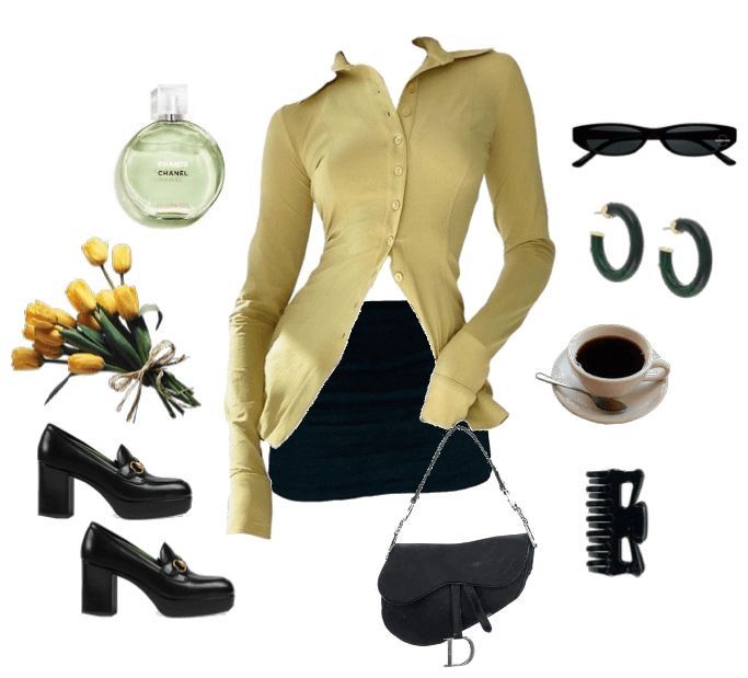 Anika Core, Femme Fatale Aesthetic Outfit, 99 Outfit, Polyvore Outfits Aesthetic, Femme Fatale Aesthetic, Virtual Outfits, Badass Outfit, Fran Fine, Aesthetic Yellow