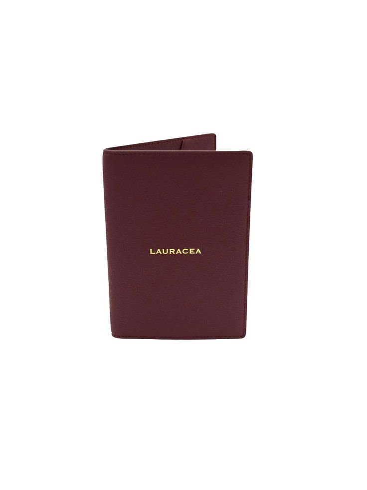 DESCRIPTION: Travel in style with LAURACEA’s Passport Case. These sleek leather covers are handcrafted in Italy from high quality Italian leathers. Convenient leather slip pockets hold a passport and boarding pass, combining quality, function and beauty into this smart travel accessory. Detailed stitching and a gold embossed logo finish these luxe pieces. DIMENSIONS: SIZE: H: 5.5" W: 4" Luxury Leather Travel Accessories Gift, Travel Wallets With Interior Card Slots In Burgundy, Travel Wallet With Interior Card Slots In Burgundy, Burgundy Travel Wallet With Card Slots, Burgundy Leather Travel Wallet, Luxury Burgundy Leather Wallet, Classic Smooth Grain Card Holder For Travel, Luxury Brown Travel Card Holder, Luxury Brown Card Holder For Travel