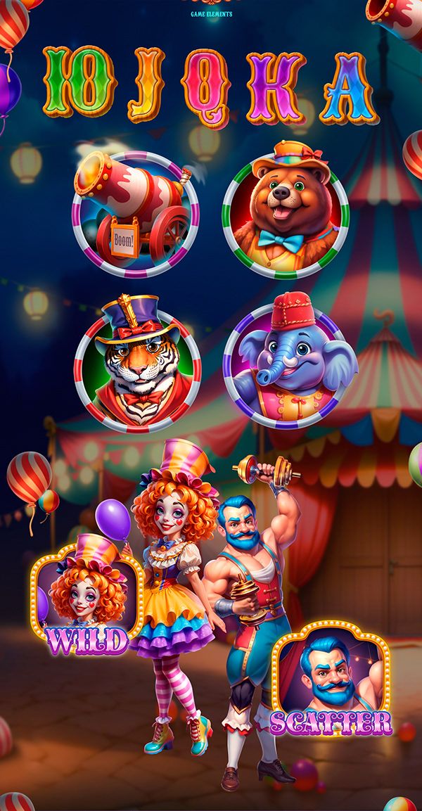 the slot machine features clowns and circus characters