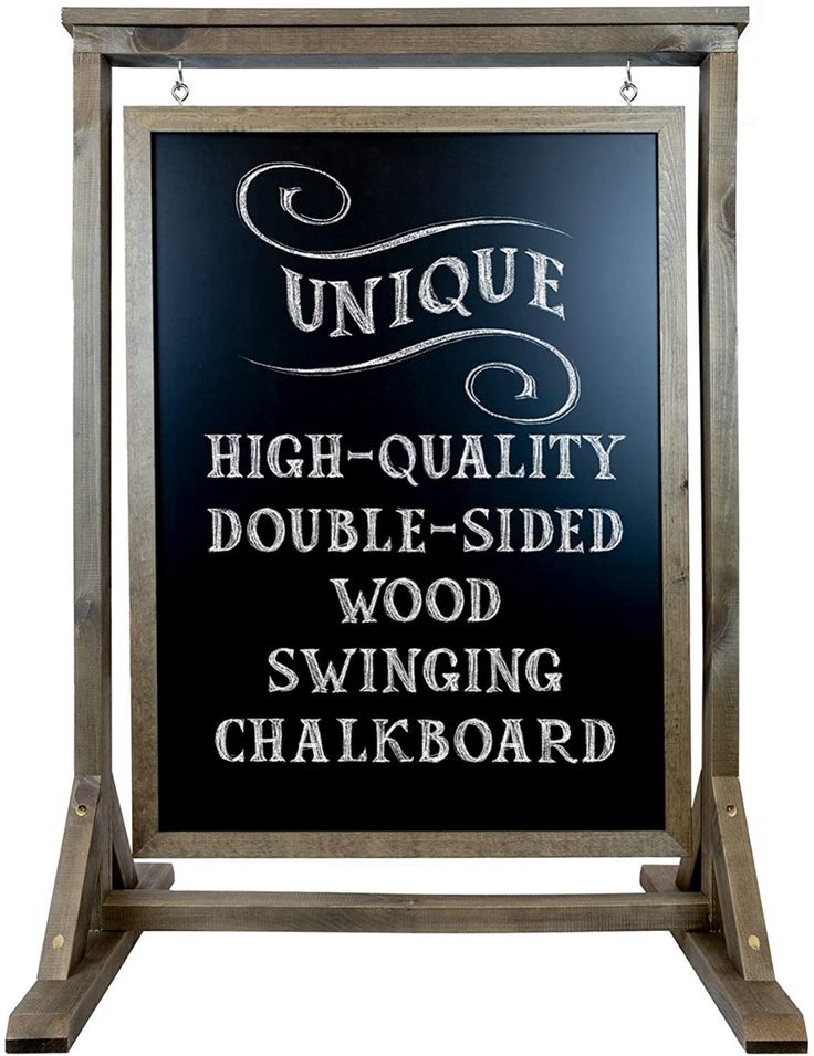 a sign that says unique high quality double - sided wood swing chalkboard on it