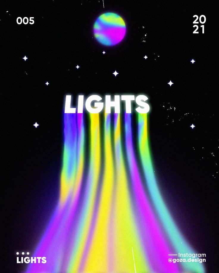 the poster for lights is shown in bright colors