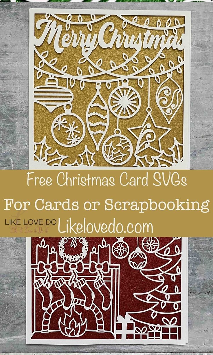 two christmas cards with the words free christmas card svves for scrapbooking like love do