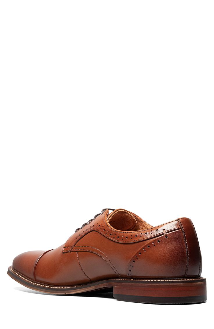 Broguing and burnished details accent a round cap toe lace-up that features anatomical arch support. Round cap toe Broguing details Lace-up Arch support removable insole Leather upper, manmade sole Imported Arch Support, Cognac, Derby, Leather Upper, Arch, Nordstrom, Lace Up, Lace, Leather