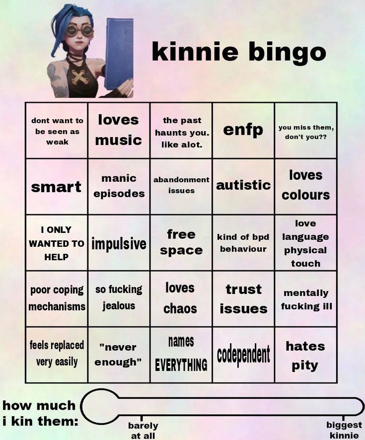 jinx kinnie Jinx Arcane Kinnie Bingo, Character Bingo Kinnie, Jinx Kinnie Bingo, Arcane Kinnie Bingo, Arcane Headcanons, Jinx Kinnie, Character Bingo, Kin Bingo, Fun Templates