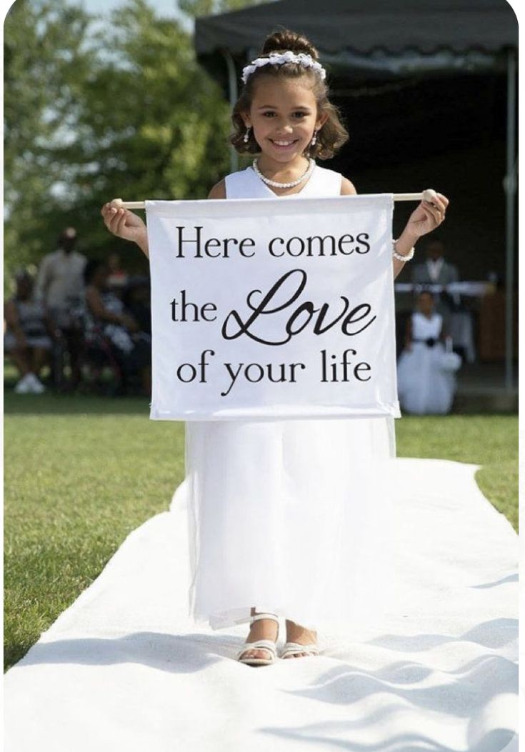 Here Comes The Bride Sign, Ring Bearer Sign, Flower Girl Signs, Bride Sign, Love Of Your Life, Girl Sign, Travel Theme, Future Wedding Plans, Cute Wedding Ideas