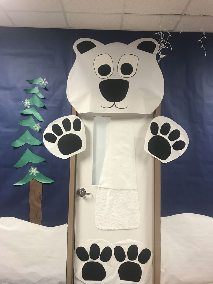 a polar bear themed classroom door decoration