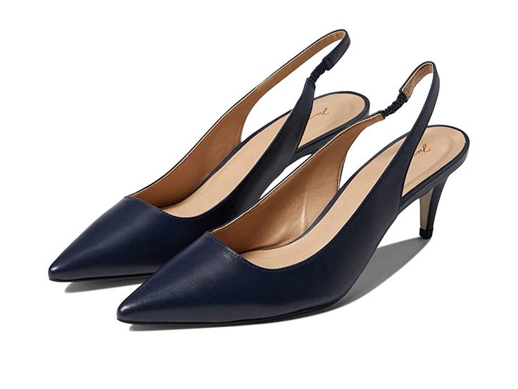 Massimo Matteo Colette Slingback - Women's Shoes : Navy Leather : Featuring a sleek and chic design, the Massimo Matteo Colette Slingback heels complement your dressy look. Leather upper. Leather and synthetic lining. Leather insole. Slip-on style with slingback strap and elasticized detail. Pointed toe. Low heel. Synthetic outsole. Made in Brazil. Measurements: Weight: 7 oz Product measurements were taken using size 8.5, width M. Please note that measurements may vary by size. Weight of footwea Elegant Synthetic Slingback Sandals With 4-inch Heel, Fitted Synthetic Slingback Pumps, Chic Synthetic Slingback Pumps With Sculpted Heel, Chic Synthetic Slingback Sandals With Sculpted Heel, Chic Synthetic Slingback Pumps With Low Heel, Chic Synthetic Slingback Pumps With Ankle Strap, Chic Low Heel Synthetic Slingback Pumps, Chic Synthetic Low Heel Slingback Pumps, Elegant Synthetic Slingback Pumps For Night Out