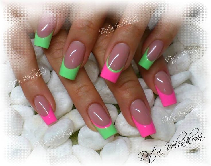 Neon!!! Nail Designs Summer Neon, Unghie Sfumate, Green Nail Art, Green French, French Nail Designs, Colorful Nail Designs, Neon Nails, Fancy Nails, French Tip Nails