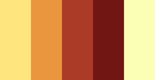 an orange, yellow and red striped background with the colors in shades of brown to beige