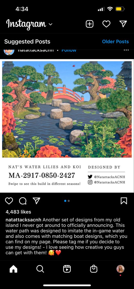 the instagram page on instagram com shows an image of a river and trees