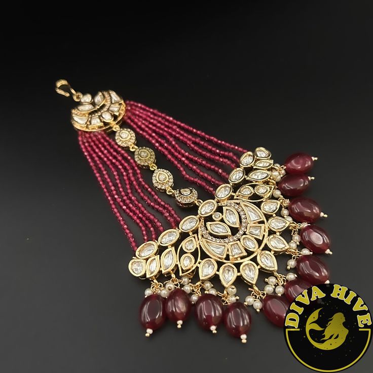 Beautiful designed Kundan Pasha , perfect for wedding day and any special celebration Nickel Free Metal : Brass Polish : Gold Perfect for all big occasion Designer wear Handcrafted Traditional Red Tikka As Gift, Elegant Kundan Bridal Accessories For Celebration, Elegant Bridal Accessories With Stone Work For Party, Elegant Tikka For Wedding And Festivals, Elegant Festive Bridal Accessories With Stone Work, Elegant Wedding Tikka For Festivals, Elegant Party Bridal Accessories With Stone Work, Elegant Zari Work Tikka For Festivals, Red Tikka With Tilla As Gift