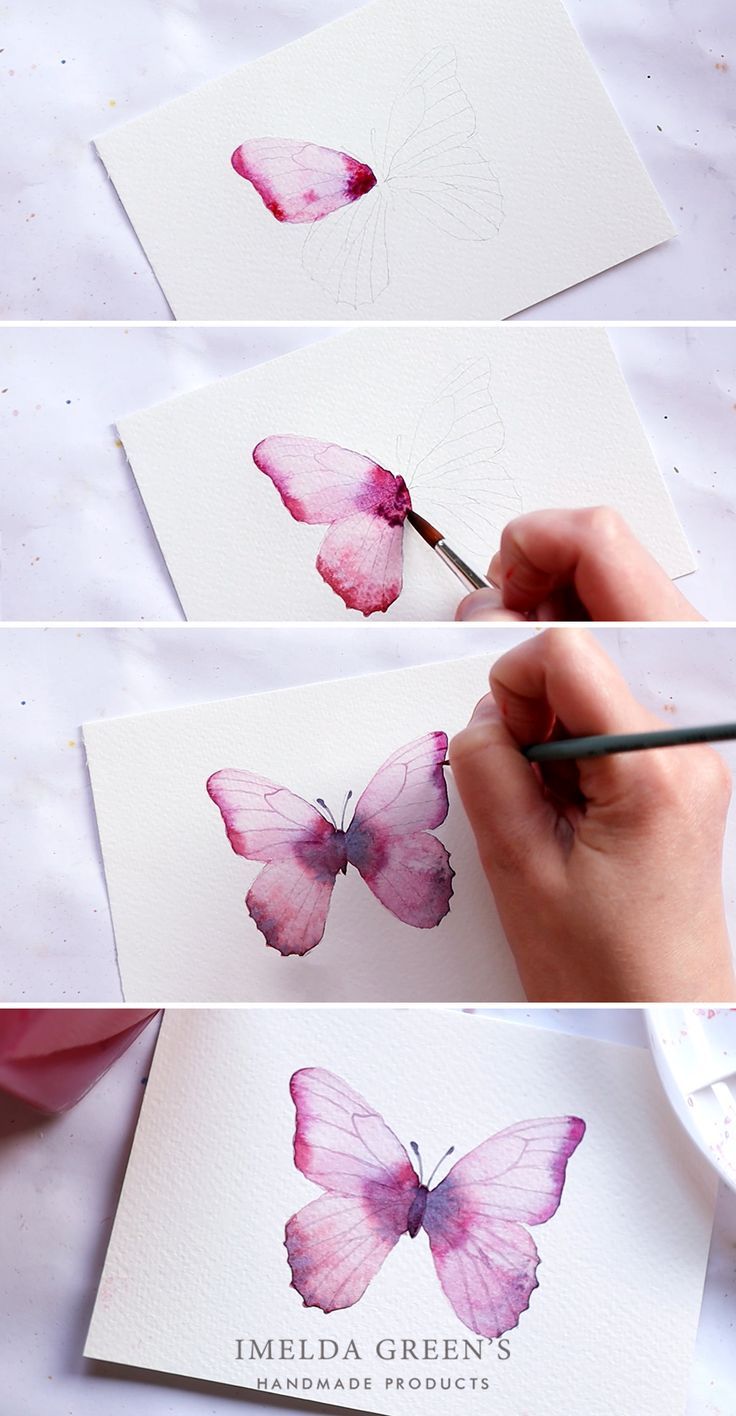 the process of painting a butterfly with watercolors