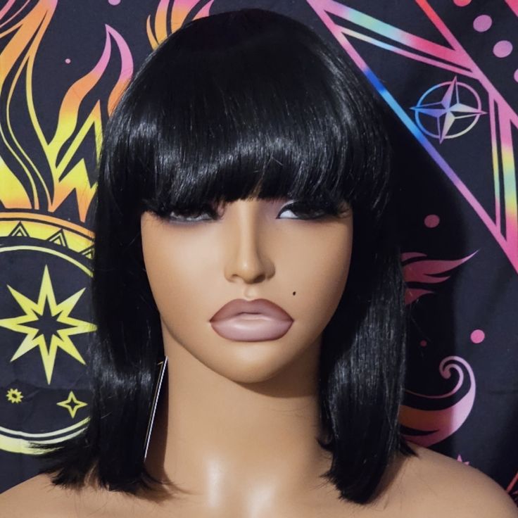 Black Bob Wig With Bangs Synthetic Nwt Black Bob Wig, Bob Wig With Bangs, Black Bob, Wig Color, Wig With Bangs, Bob Wig, Wigs With Bangs, Bob Wigs, Wig Hairstyles