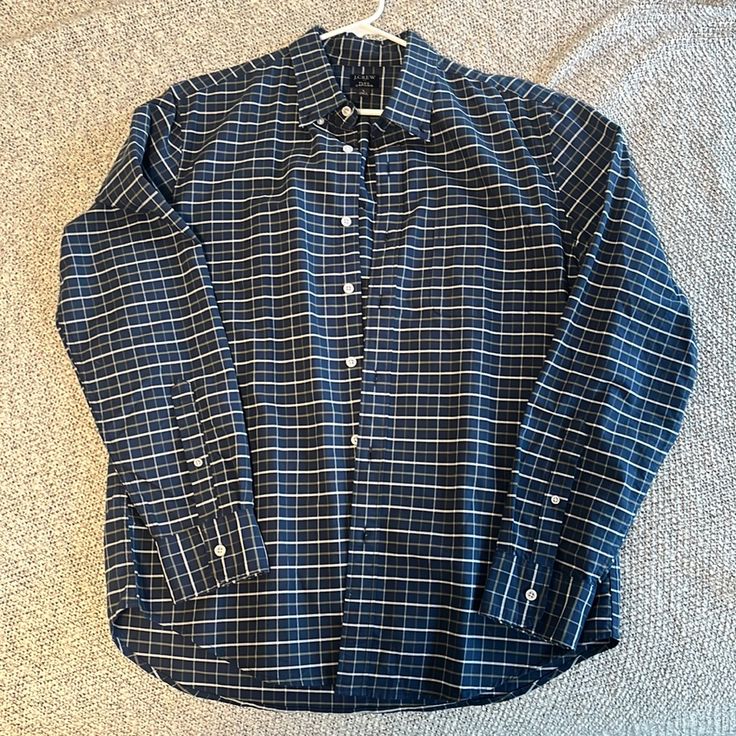 Excellent Condition, Never Worn Navy Casual Shirt For Business, Blue Crew Neck Shirt With Button Closure, Crew Shirt, Casual Shirts For Men, Button Down Shirts, Casual Button Down Shirts, Button Downs, J Crew, Blue White