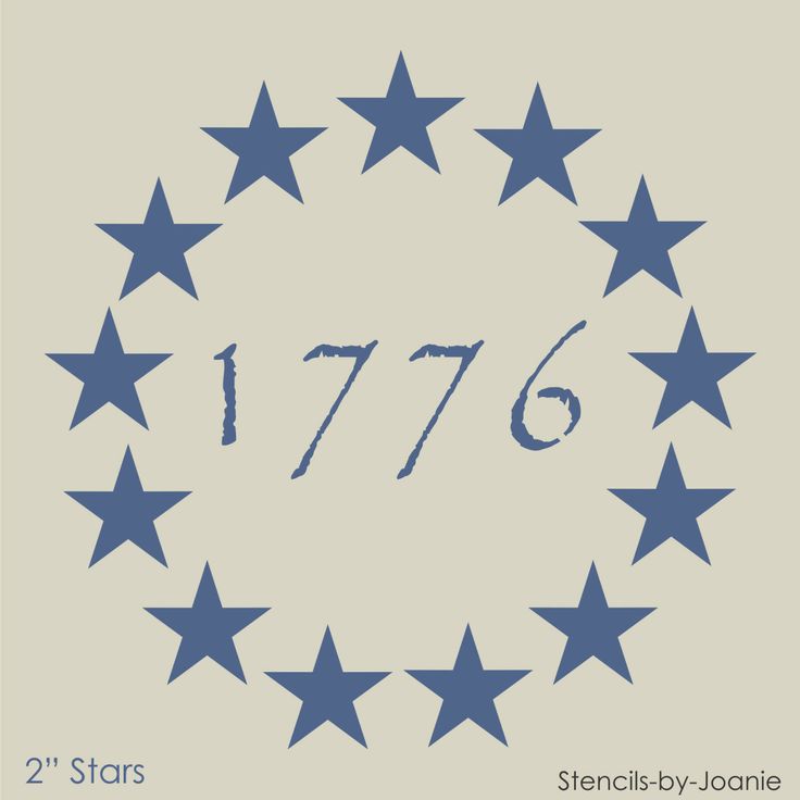 blue stars arranged in a circle with the number seventy six and seven on each side