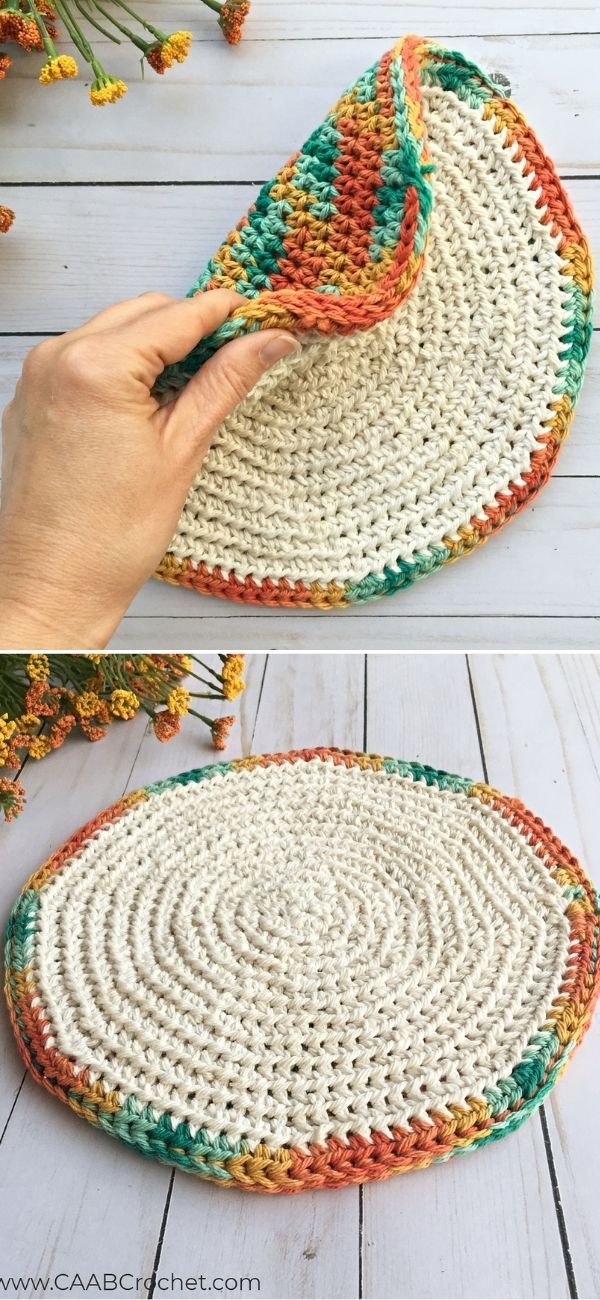 crocheted placemats are the perfect way to use yarn