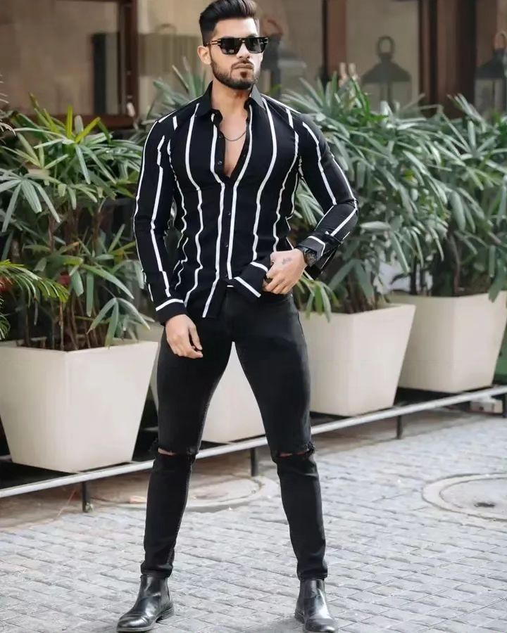 *Stylish Lycra Printed Long Sleeves Casual Shirt For Men* *Size*: S(Chest - 38.0 inches) M(Chest - 40.0 inches) L(Chest - 42.0 inches) XL(Chest - 44.0 inches) *Color*: Black *Fabric*: Polyester Spandex *Type*: Long Sleeves *Style*: Self Pattern *Design Type*: Regular Fit *COD Available* Jus @295/- *Free and Easy Returns**: Within 7 days of delivery. No questions asked ⚡⚡ Hurry, 7 units available only https://myshopprime.com/product/stylish-lycra-printed-long-sleeves-casual... Captain America Suit, Sleeves Style, Inked Men, Mens Fashion Suits, Business Casual Men, Poses For Men, Casual Shirt, Black Outfit, Long Sleeve Casual