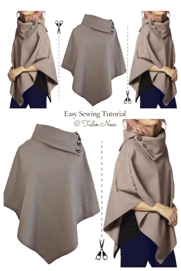 Ladies Jacket Pattern Sewing, Jackets Made From Shawls, Skye Wrap Pattern Free, Easy Shrug Sewing Pattern, Diy Shawl Wrap Sewing, Wool Cape Coat Pattern, Shawl Sewing Pattern Free, How To Make A Poncho From Fabric, Diy Poncho Pattern Sewing