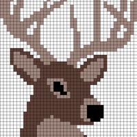 a cross stitch deer with antlers on it's head