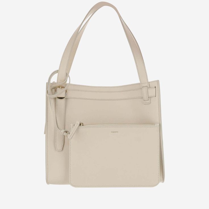 Bag made of in leather Two on-top handles with buckle detail Logo on front Top closure Folded design Ivory Made in Italy Composition: 100% leather Timeless Beige Shoulder Bag With Handle Drop, Timeless Beige Double Handle Satchel, Cream Shoulder Bag With Gold-tone Hardware For Work, Cream Bucket Bag With Detachable Strap For Office, White Leather Hobo Bag With Top Carry Handle, Timeless Hobo Bag With Detachable Double Handle, Neutral Tote Shoulder Bag With Detachable Handle, Neutral Tote Bag With Detachable Handle, Neutral Shoulder Bag With Double Carry Handles