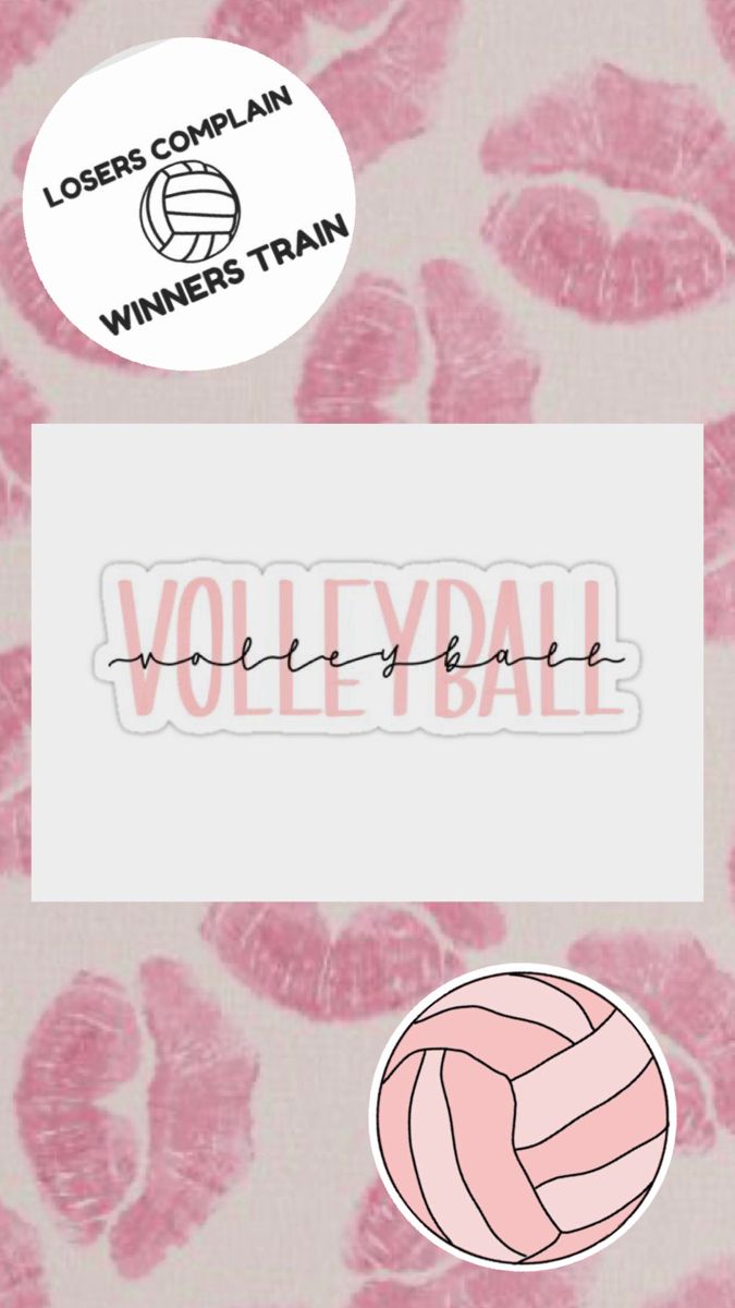 a volleyball ball with the words volleyball written on it and pink lipstick imprints behind it