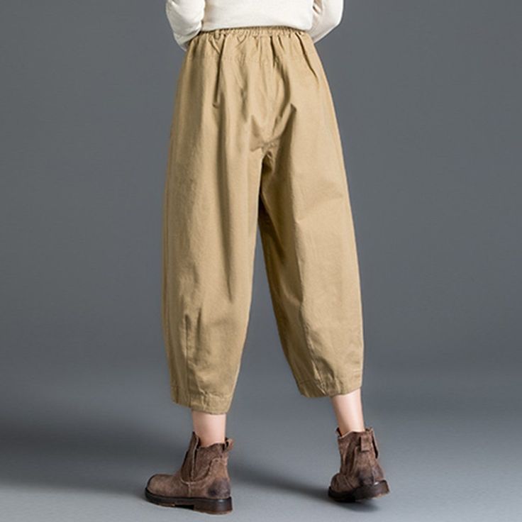 Type: Pants Material: 100% Cotton Season:Autumn,Spring,Winter Style:Casual, Daily Waist type:Natural Silhouette: Loose Size:M, L, XLM Length: 82.00 cm/ 32.28 " Waist: 64.00-80.00 cm/ 25.20-31.60 " Hip:120.00 cm/ 47.24 " Thigh: 88.00 cm/ 34.65 ''L Length: 82.50 cm/32.48 " Waist: 72.00-88.00 cm/ 28.35-34.65 " Hip:124.00 cm/ 48.82 " Thigh: 90.00 cm/ 35.43 ''XL Length: 83.00 cm/ 32.68 " Waist: 80.00-92.00 cm/ 31.50- 36.22 " Hip:128.00 cm/ 50.39 " Thigh: 92.00 cm/ 36.22 '' Casual Brown Harem Pants With Pockets, Khaki High-waist Relaxed Fit Pants, High Waist Relaxed Fit Khaki Pants, Baggy High Waist Khaki Harem Pants, High Waist Baggy Khaki Harem Pants, Fall Season Beige Non-stretch Harem Pants, High-waist Cotton Harem Pants In Brown, High Waist Brown Cotton Harem Pants, Khaki Cotton Non-stretch Wide Leg Pants