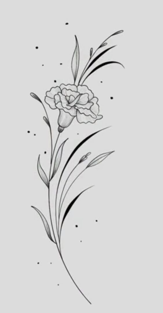 a black and white drawing of flowers on a gray background