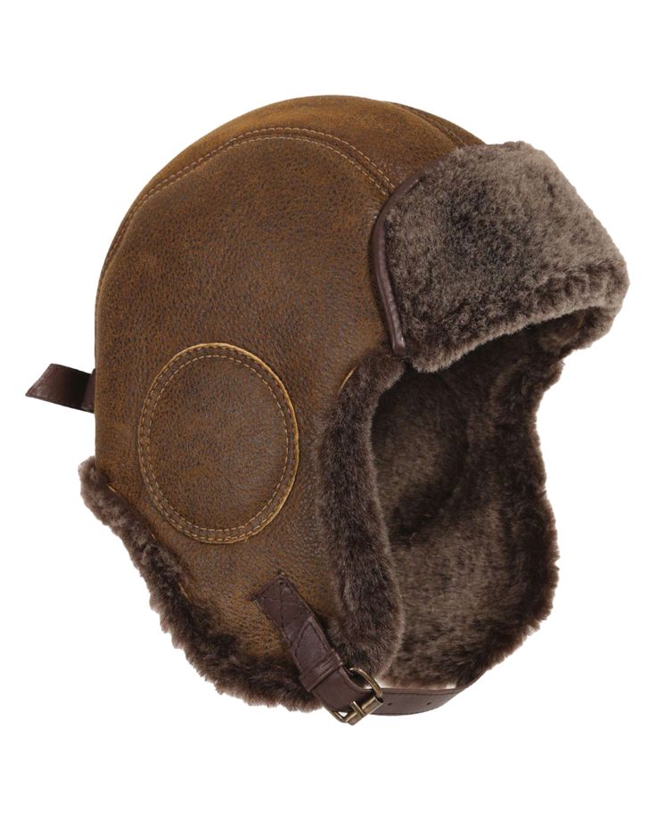 This iconic hat protected the pilots of WWII at below 30-40 degree temperatures. It will most definetely keep you warm and toasty for many years to come. B-52 aviator's sheepskin hat Adjustable chin strap Natural insulator of unequaled warmth 100% genuine lambskin hat Clean by leather specialist Mens Leather Hats, Aviator Cap, Aviator Hat, Aviator Glasses, Leather Hats, Fur Hat, Beard Styles, Winter Time, Pilots