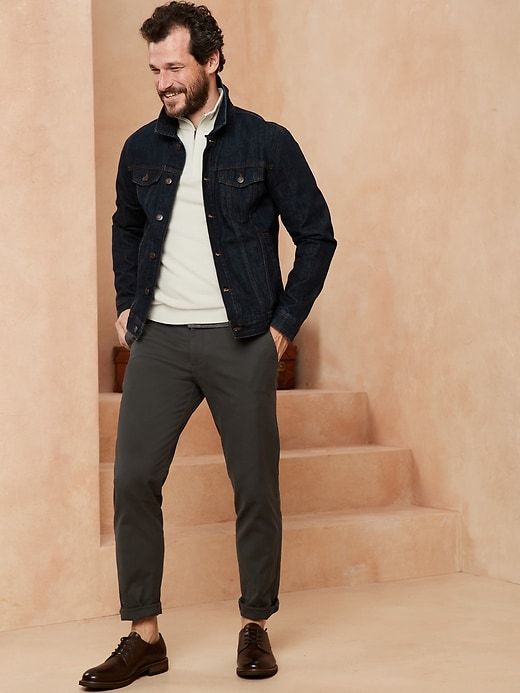 Mason Athletic-Fit Stretch Chino | Banana Republic Factory Casual Jeans For Workwear, Casual Flat Front Chinos For Work, Fitted Casual Chinos For Workwear, Casual Flat Front Pants For Fall, Casual Flat Front Bottoms For Fall, Fitted Button Closure Chinos For Business Casual, Casual Chinos With Button Closure For Work, Casual Business Bottoms With Button Zip Fly, Business Casual Bottoms With Button Zip Fly