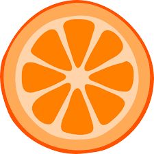 an orange cut in half on a white background