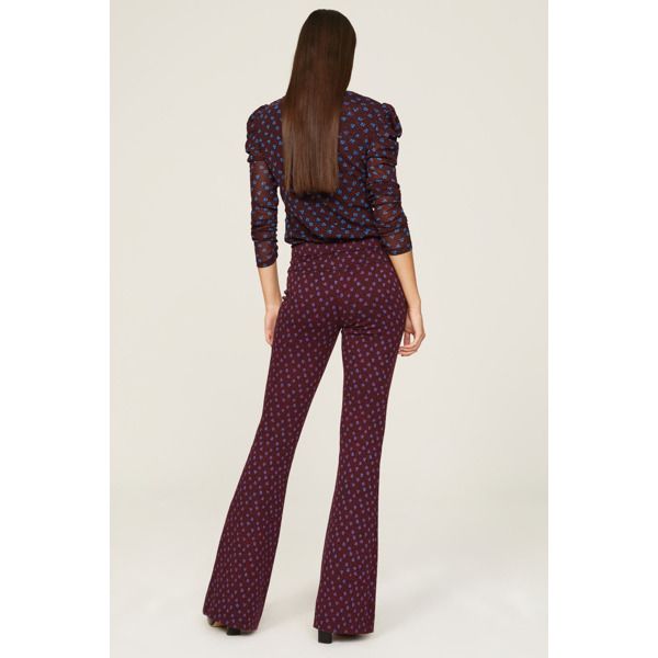 Red printed wool blend (32% Merino Wool, 23% Polyester, 22% Cotton, 19% Acetate, 2% Nylon, 2% Spandex). Pants. Front button fly closure. Imported. Elegant Printed Pants For Workwear, Elegant Printed Wide-leg Pants, Chic Patterned Printed Pants, Chic Printed Workwear Pants, Chic Printed Patterned Pants, Printed Long Pants For Fall, Floral Print Full-length Pants For Fall, Fall Floral Print Full Length Pants, Fall Trousers With Prints