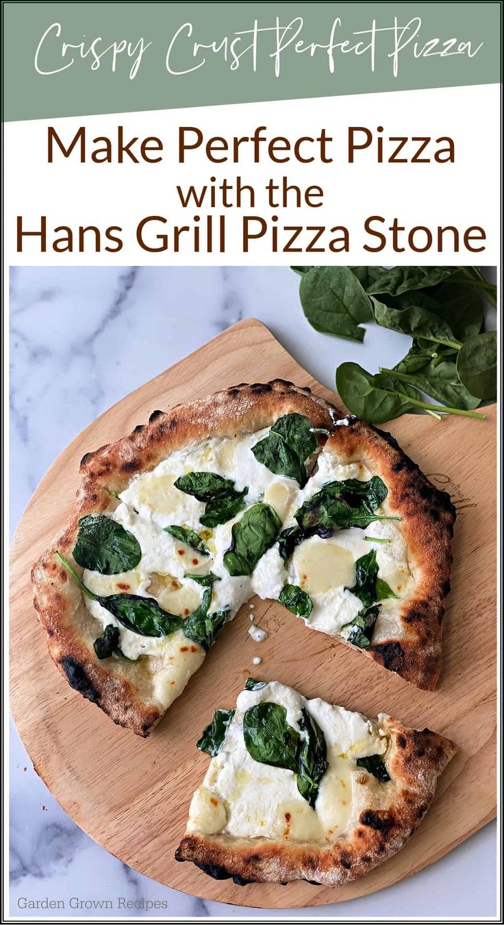 perfect homemade pizza, Hans pizza grill stone, pizza stone White Pizza Recipe, Pizza With Spinach, Italian Pizzeria, Recipe With Spinach, Grill Pizza, White Pizza Recipes, Spinach Pizza, Healthy Woman, Crispy Pizza