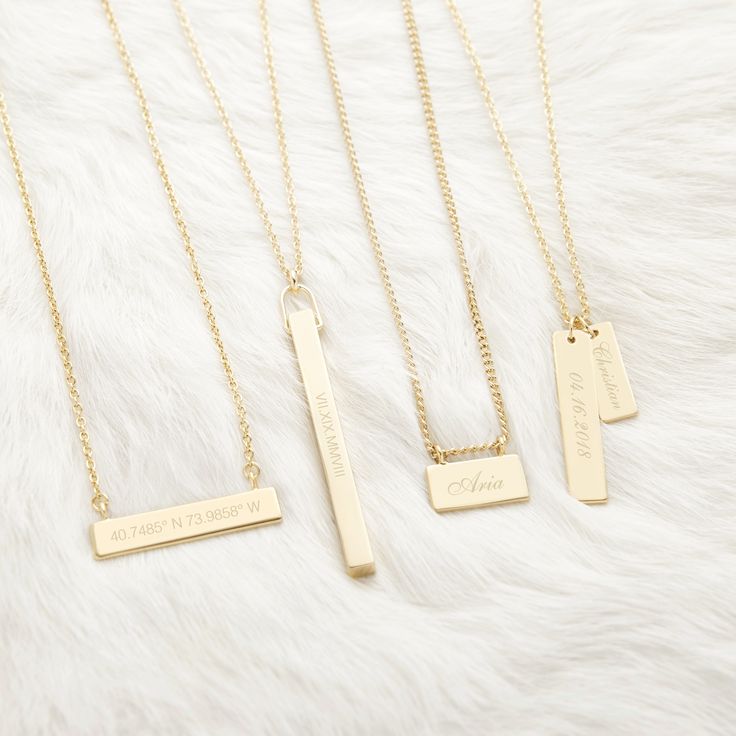 Personalized Necklace Ideas, Bar Necklace Ideas, Engraved Necklace Ideas, Moms Necklace, Engravable Necklace, Dad Necklace, Gold Bar Necklace Personalized, Dream Necklace, Mom Necklace Personalized