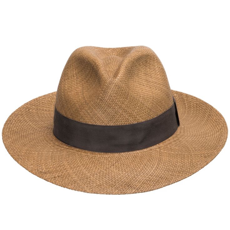 ↑ Click above to watch the video! ↑ Authentic Classic is a classic fedora with a reinforced hand-blocked center dent crown that features a medium snap brim, a simple black grosgrain hatband, and a smooth twill sweatband. The brim is reinforced to hold its shape. This item is a genuine Panama Hat handwoven in Ecuador. Material: 100% Toquilla StrawBrim: 3 inchesCrown: 4 1/8" center dentHatband: 1 1/2" grosgrainClimate: Sun Handwoven in Ecuador. Hand-finished in the US. Measurements are approximate Classic Brown Fedora For Kentucky Derby, Classic Brown Straw Hat With Curved Brim, Classic Brown Panama Hat For Kentucky Derby, Formal Leather Hat With Short Brim, Leather Hat With Flat Brim For Formal Occasions, Leather Fedora For Kentucky Derby With Curved Brim, Formal Leather Hat With Flat Brim, Formal Leather Hat With Curved Brim, Classic Formal Six-panel Hat