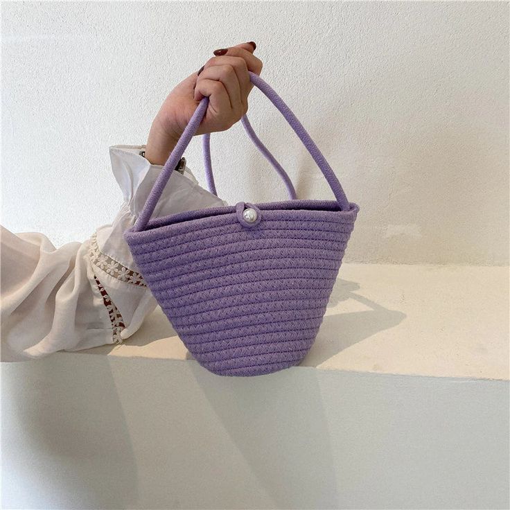 Crossbody Bag 100% Paper Rope Faux Pearl Button Handmade/Imported Color: Purple Approx. Measurements: 4x3x6 inches Color Purple, Cross Body Handbags, Florence, Faux Pearl, Crossbody Bag, Handbags, Purple, Color