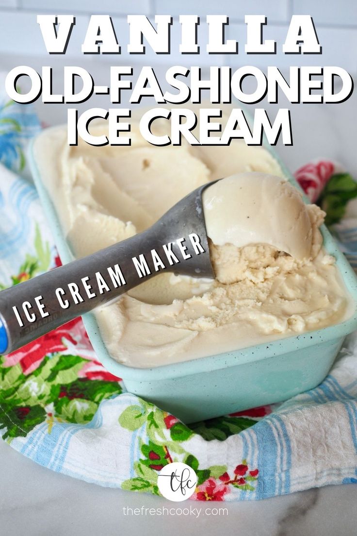 vanilla old - fashioned ice cream in a bowl with a spoon