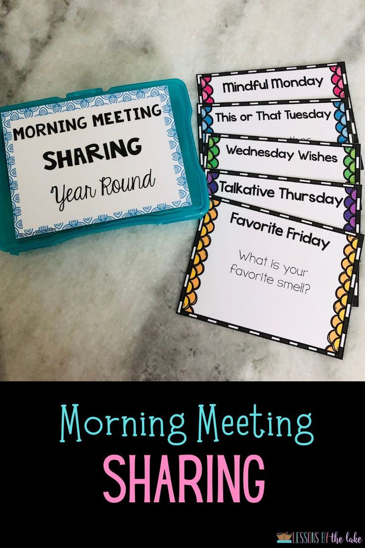 the morning meeting sharing cards are next to each other